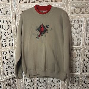 Vintage Top Stitch By Morning Sun Embroidered Cardinal Grandma Sweatshirt XL